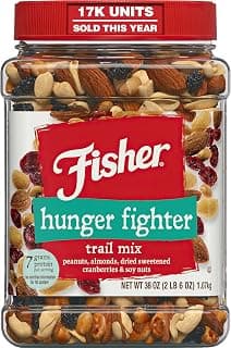 Fisher Hunger Fighter Trail Mix, High Protein Nut & Fruit Snack, 38 oz Jar