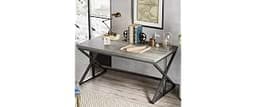 IBF 60” Grey Computer Office Desk, Modern Large Gray Office Desk for Home, Industrial Long Wood Metal Pc Work Writing...