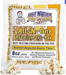 Movie Theater Style 40-Count Popcorn Packs - Pre-Measured 8-Ounce All-in-One Kernel, Salt, Oil Packets for Popping Ma...