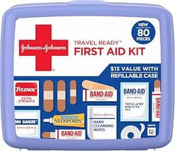 BAND-AID Brand Travel Ready Portable First Aid Kit, 80 Piece | Emergency Essentials for Minor Wound Care, Bandages, N...
