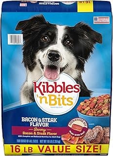 Kibbles 'n Bits Dry Dog Food, Savory Bacon & Steak Flavor for Adult Dogs 16 lb. Bag