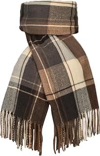 Winter Plaid Scarf for Women Vintage Oversized Winter Scarves Shawls Wraps Blanket with Tassel