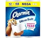 Charmin Ultra Soft Toilet Paper, 12 Mega Rolls = 24 Regular Rolls, 2-ply Bath Tissue
