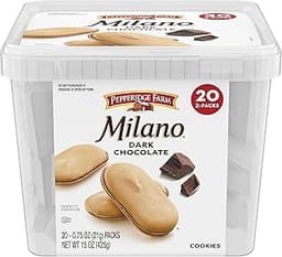 Pepperidge Farm Milano Cookies, Dark Chocolate, 20 Packs Tub, 2 Cookies Per Pack