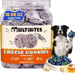 16.58 oz Cheese Dog Treats with Blueberry & Honey, for Puppies, Adult & Senior Dogs, Natural & Healthy Treats for Vis...