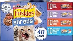 Purina Friskies Wet Cat Food Variety Pack, Shreds With Beef, Turkey and Cheese Dinner, Chicken and Salmon Dinner, and...