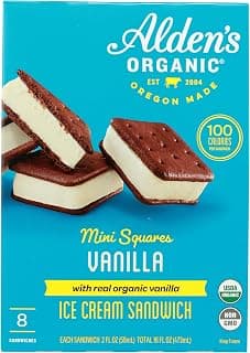 Aldens, Ice Cream Sandwich Vanilla Organic, 8 Count, 16 Fl Oz