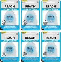 REACH Ultraclean Dental Floss, Mint, Plaque Remover for Teeth, Shred Resistant, Waxed, Easy on Gums & Teeth, Mint, Or...