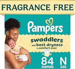 Pampers Swaddlers Newborn Diapers, Size Newborn (10 lbs), 84 Count, Fragrance Free, Hypoallergenic, Absorbent, Pediat...
