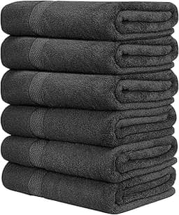 QUBA LINEN Hotel & Spa 100% Cotton Bath Towels Pack of 6, Ultra Soft, Quick Dry, Lightweight, Highly Absorbent, Perfe...