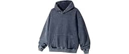 WOLF ZONE Authentic Acid Wash Hoodie 100% Cotton Oversize, 430gsm Heavyweight Vintage Pullover
