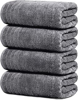 Tens Towels Pack of 4 Extra Large Bath Towels 30 x 60 Inches, 100% Cotton, Larger & Lighter Weight, Quicker to Dry, S...