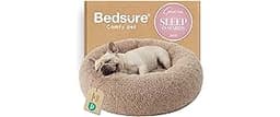 Bedsure Calming Dog Bed Medium Size Dog - Donut Washable Medium Pet Bed, 30 inches Anti-Slip Round Fluffy Plush Faux ...