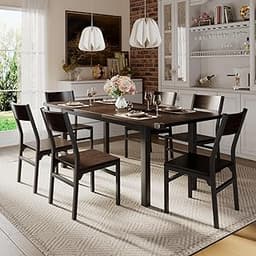 iPormis 7 Pieces Dining Table & Chairs Set for 4-6, 63" Extendable Kitchen Table and 6 Chairs, Dining Room Table with...