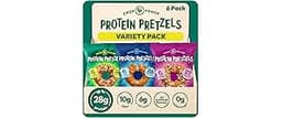 CRISP POWER Protein Pretzels, Variety Pack With Sea Salt, Sesame, & Everything, Up To 28G Protein, High Protein Snack...