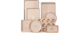 HONGBAKE 9-Piece Baking Pans Set Nonstick, Stackable Non Toxic Bakeware Sets with Diamond Texture, Oven Pan Set for C...