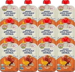 Earth's Best Organic Baby Food Pouches, Fruit and Grain Puree for Babies 6 Months and Older, Organic Apple Peach and ...