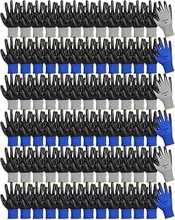 Maxcheck PU Coated Work Gloves Bulk, Reusable Rubber Safety Gloves for Men Women Warehouse, Mechanic, Woodworking, Ga...