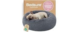 Bedsure Calming Dog Bed Medium Size Dog Donut Washable Pet Bed,30ins | Fluffy Faux Fur Round Cuddler,Machine Washable...