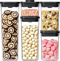 OXO Good Grips 5-Piece POP Container Set — Matte Black, Snack Containers
