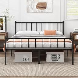 DIIYIV Queen Metal Bed Frame,Steel Slat Support,Noise Free,Easy Assembly | Queen Size Bed,Mattress Foundation,Underbe...