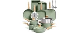 MAISON ARTS 17 Piece Pots and Pans Set Non Stick, Induction Cookware Sets | Green Granite Nonstick Pans Set for Cooki...