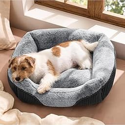 Bedsure Washable Dog Bed Small Medium Size Dog - Rectangle Fluffy Plush Pet Bed Puppy Bed, Comfy Corduroy Fleece and ...