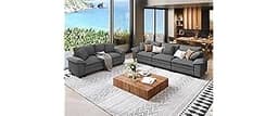 SUNSHINE VALLEY Sofa and Loveseat Set, Oversized Corduroy Modular Love seat and 3-Seat Couch with Pillows, 2 Piece Mo...