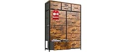 EnHomee Dresser for Bedroom with 10+4 Storage Drawers, Chest of Drawers, Sturdy Metal Frame & Wood Top, Hallway, Clos...